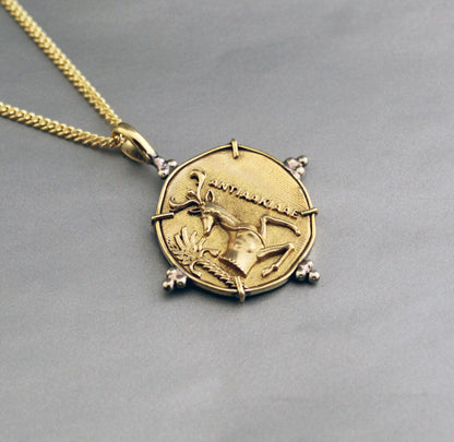 Stag Coin Necklace, Coin Jewelry, Egyptian Coin Necklace