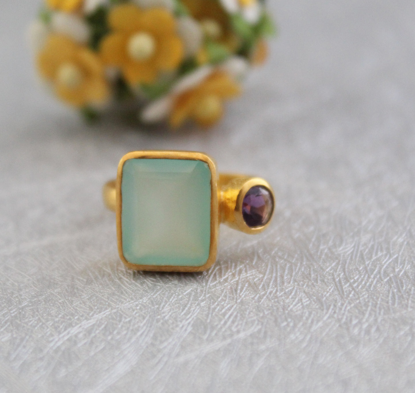 Aqua Chalcedony Ring