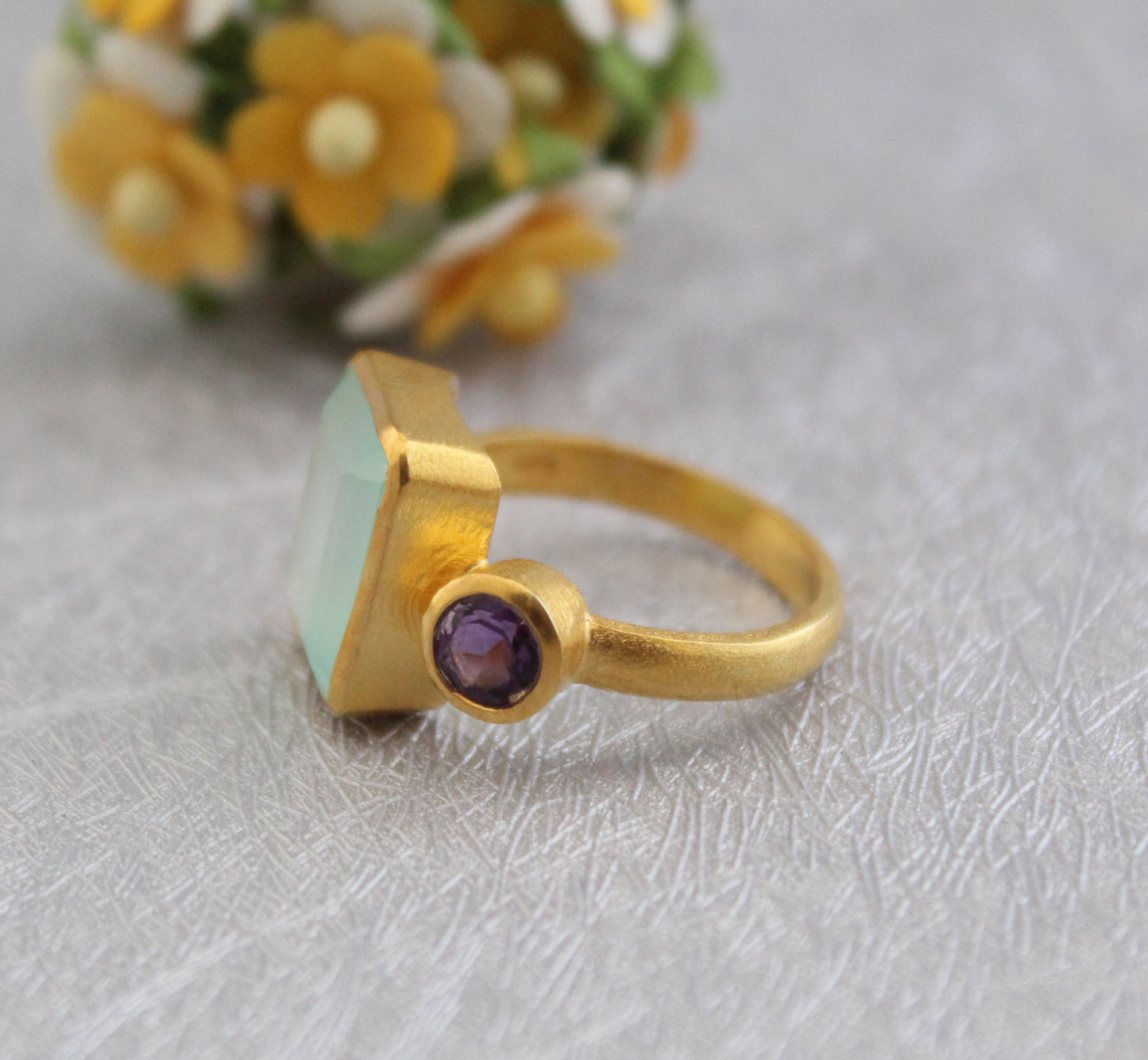 Aqua Chalcedony Ring