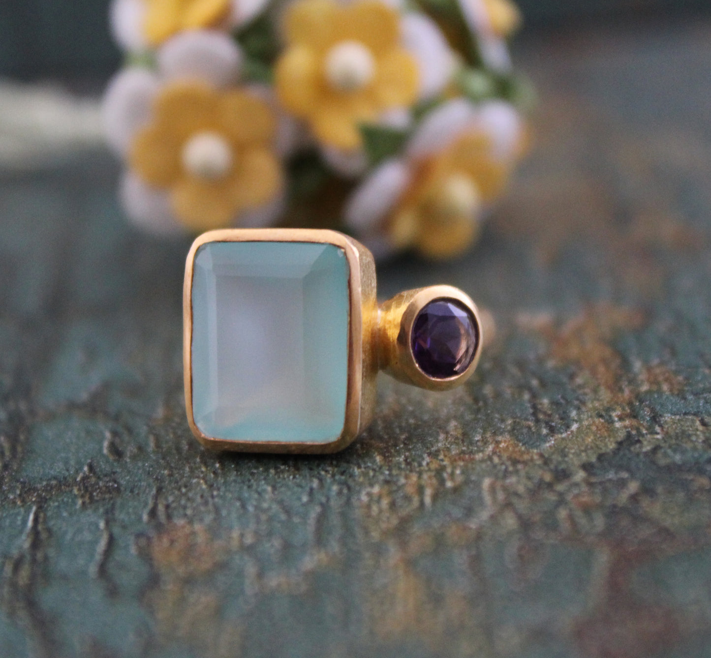 Aqua Chalcedony Ring