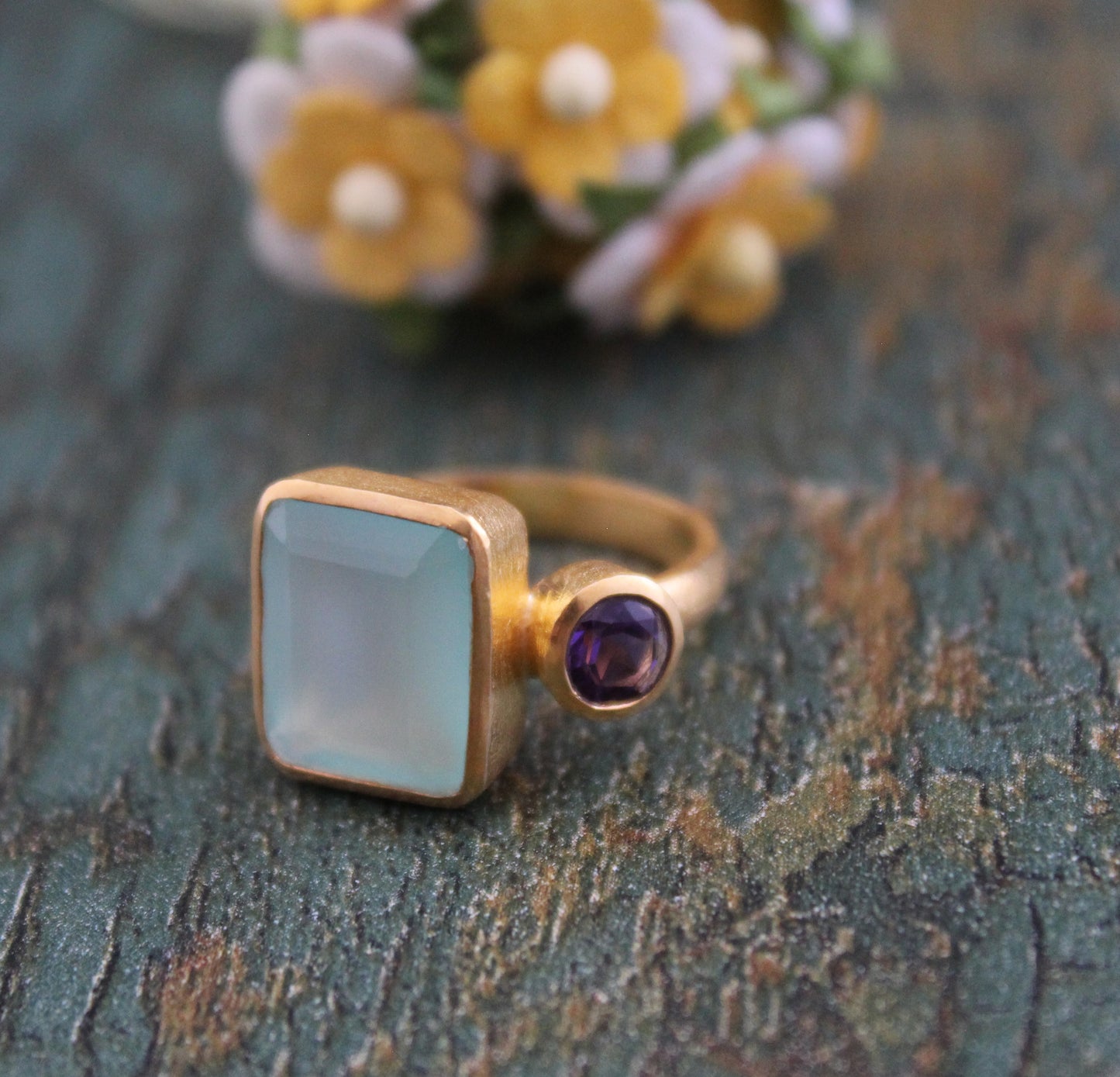 Aqua Chalcedony Ring