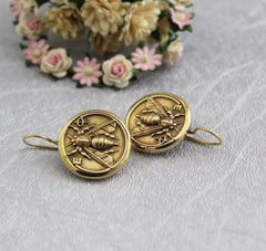 Coin Jewelry, Vintage Honey Bee Earrings
