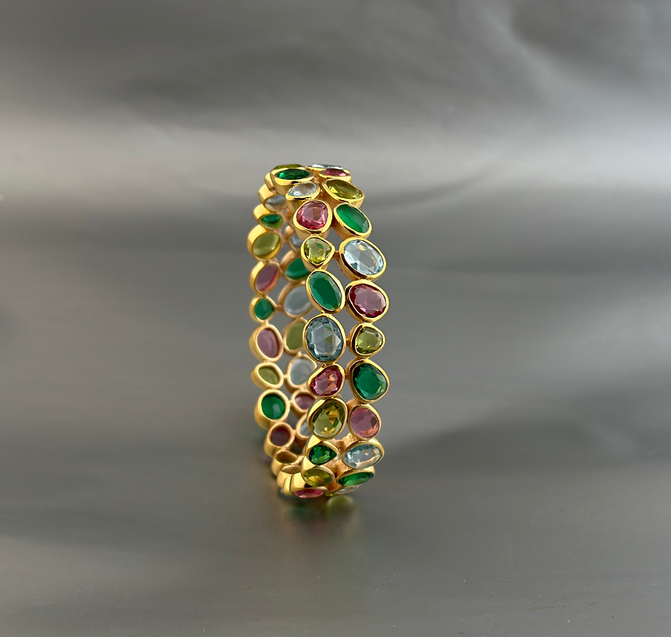 Multi Stone Bangle, Sterling Silver Bangle, Colorful Bangles