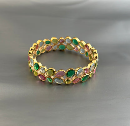 Multi Stone Bangle, Sterling Silver Bangle, Colorful Bangles