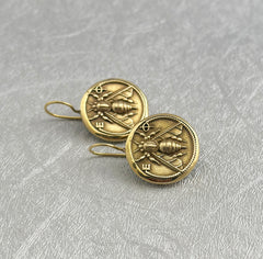 Coin Jewelry, Vintage Honey Bee Earrings