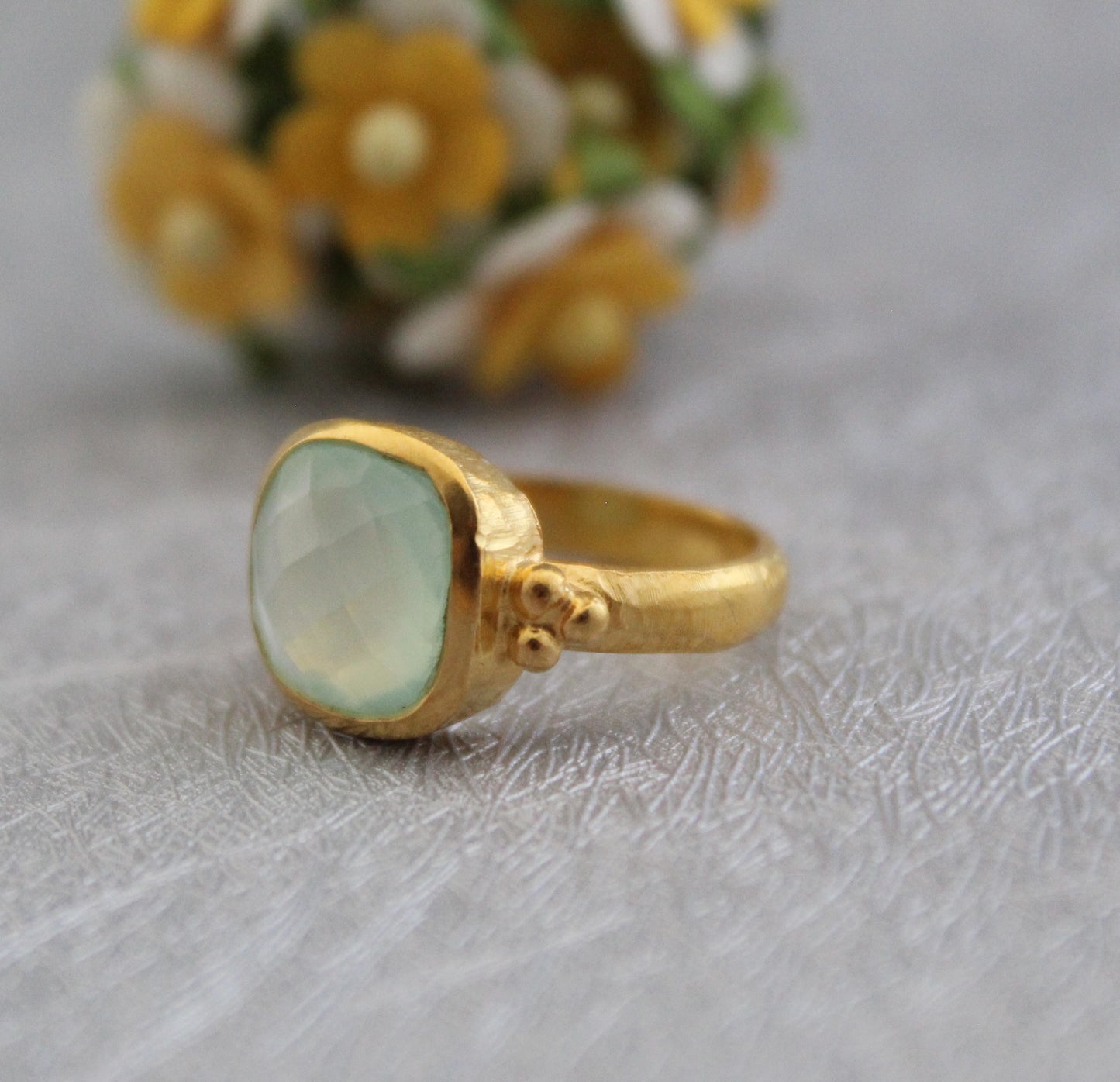 Aqua Chalcedony Ring