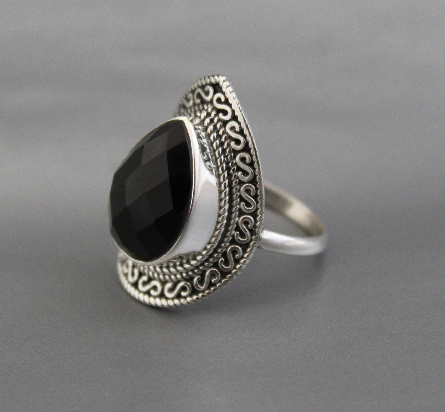 Natural Black Onyx Ring