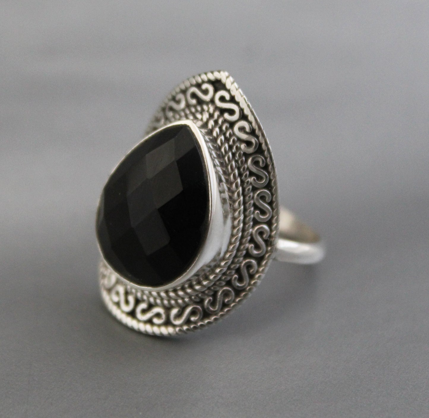 Natural Black Onyx Ring