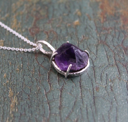 Raw Amethyst Necklace, Raw Stone Necklaces