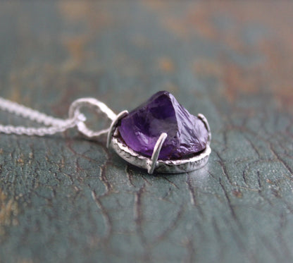 Raw Amethyst Necklace, Raw Stone Necklaces