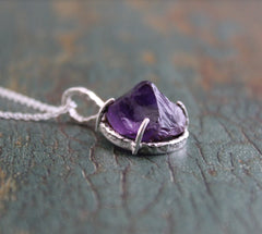 Raw Amethyst Necklace, Raw Stone Necklaces