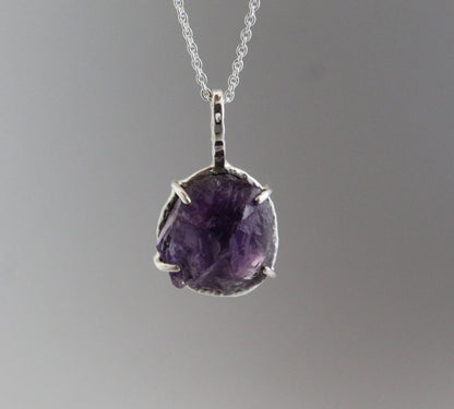 Raw Amethyst Necklace, Raw Stone Necklaces