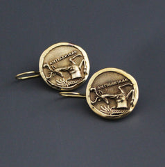 Stag Coin Jewelry, Ancient Roman Coin Earrings