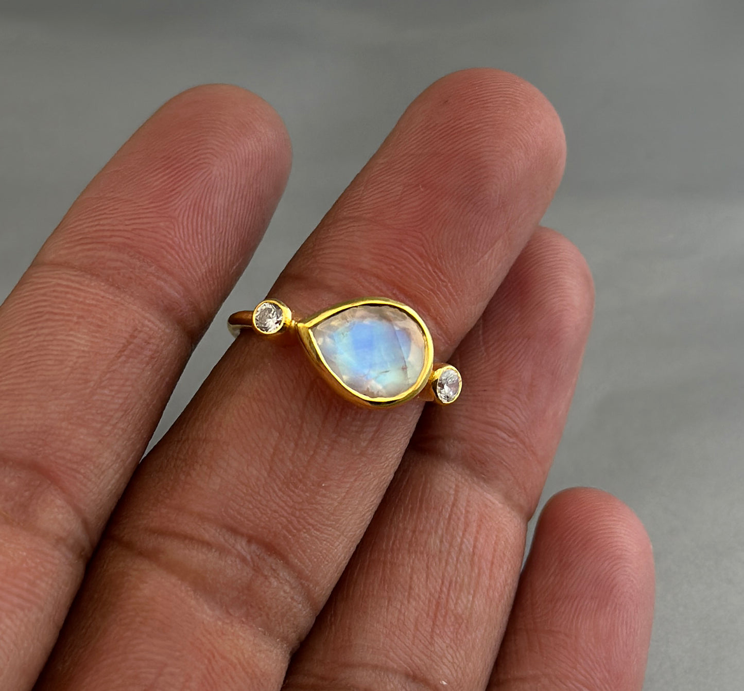 Rainbow Moonstone Ring