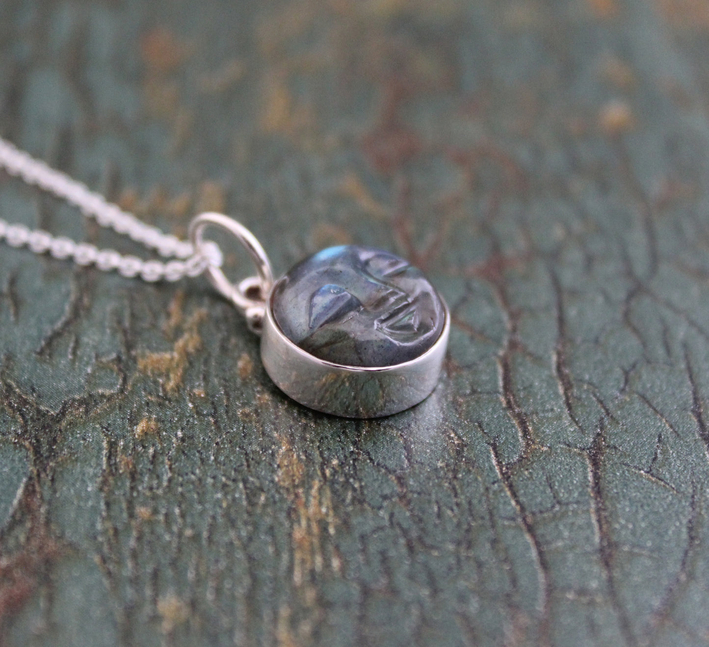 Dainty Labradorite Necklace, Moon Necklace