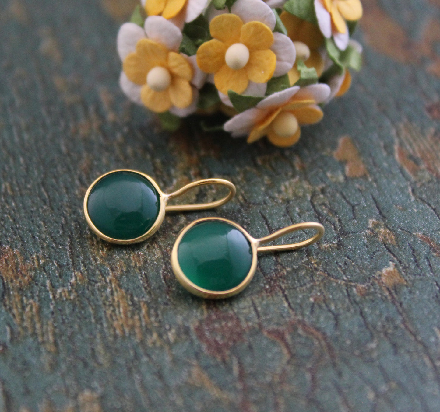 Green Onyx Earrings, Summer Jewelry