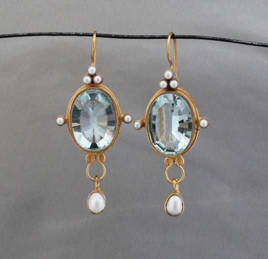 Blue Crystal Vintage Victorian Earrings