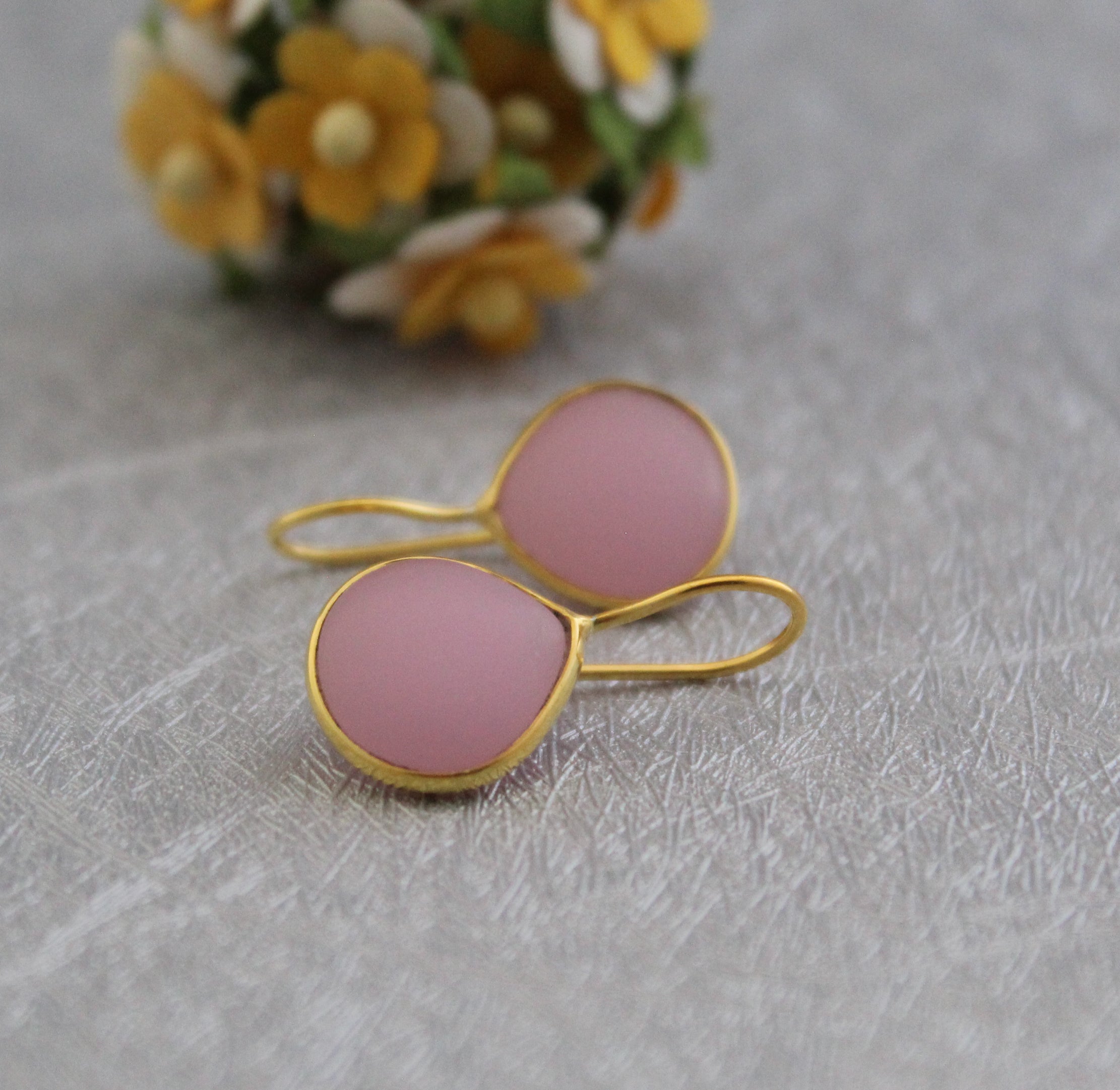 Pink Chalcedony Earrings, Summer Jewelry