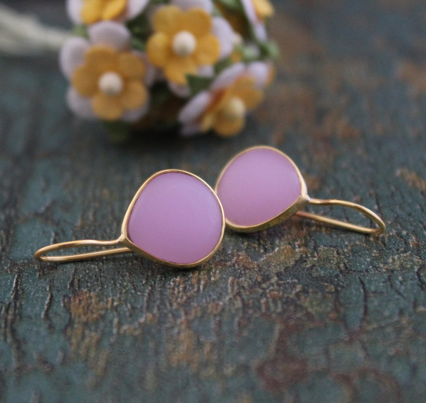 Pink Chalcedony Earrings, Summer Jewelry