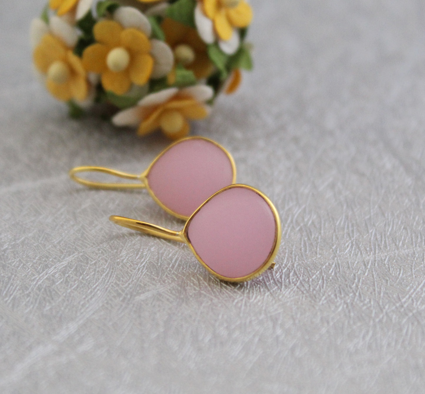 Pink Chalcedony Earrings, Summer Jewelry