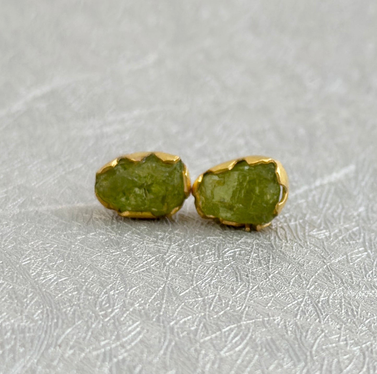 Raw Peridot Earrings