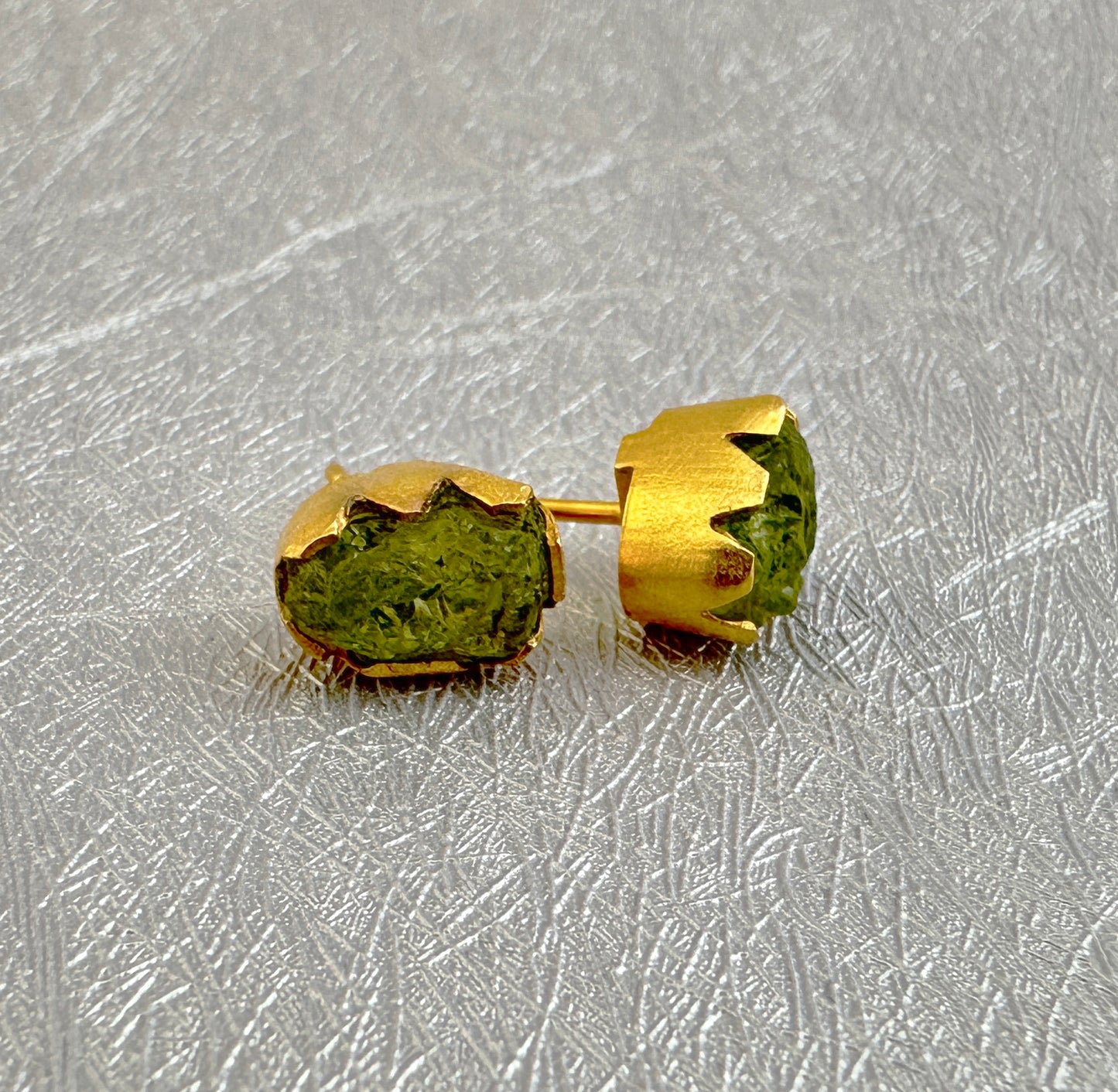 Raw Peridot Earrings