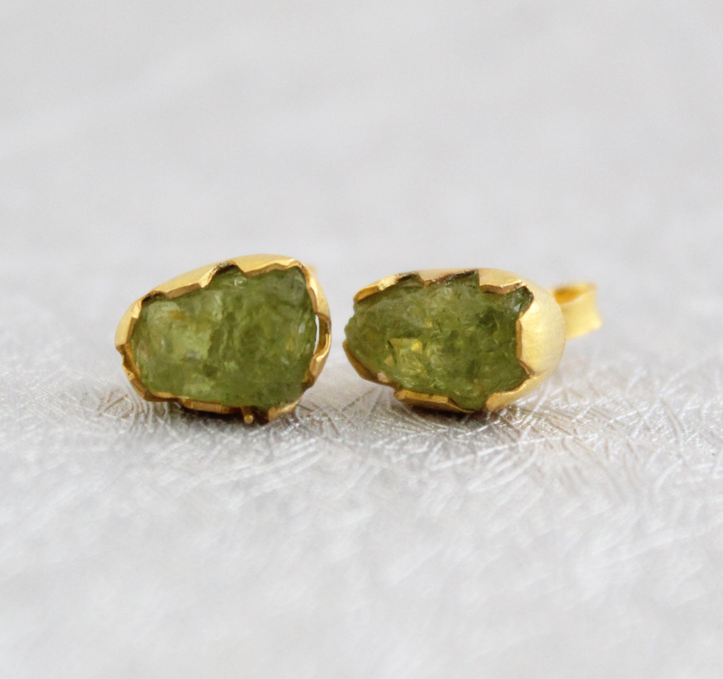 Raw Peridot Earrings