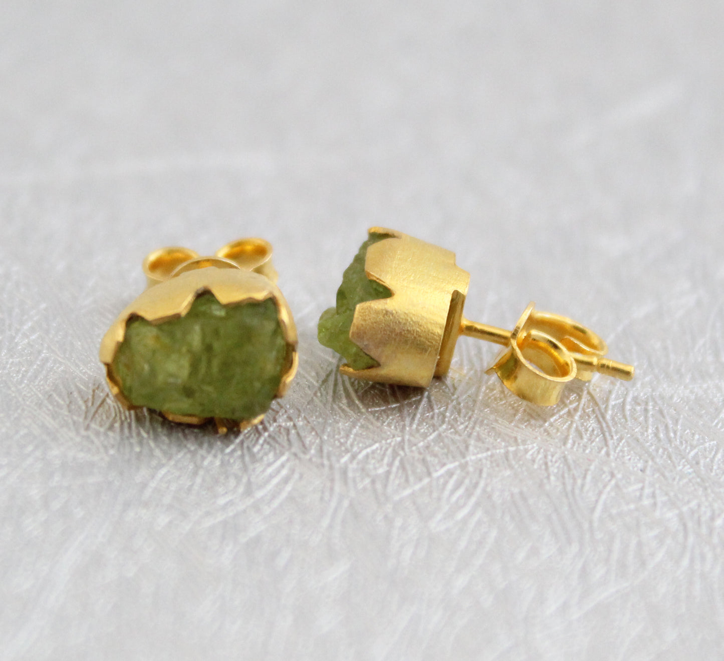 Raw Peridot Earrings