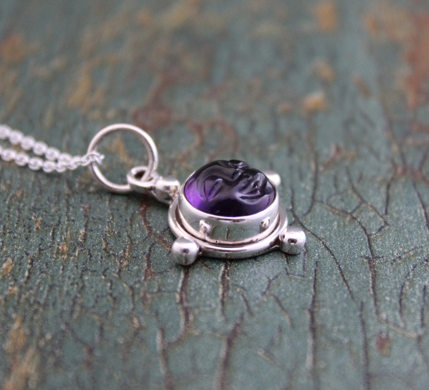 Amethyst Necklace, Moon Necklace