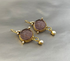 Purple Intaglio Crystal Earrings