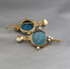 Blue Intaglio Crystal Earrings