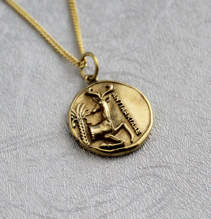 Stag Coin Necklace, Vintage Stag Coin Jewelry