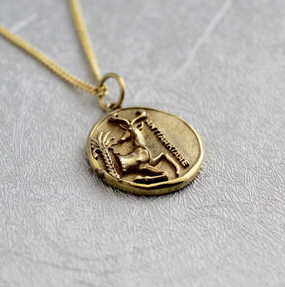 Stag Coin Necklace, Vintage Stag Coin Jewelry