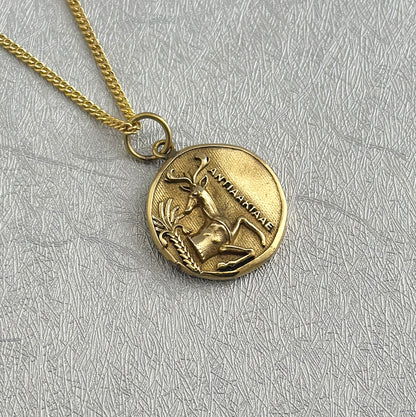 Stag Coin Necklace, Vintage Stag Coin Jewelry