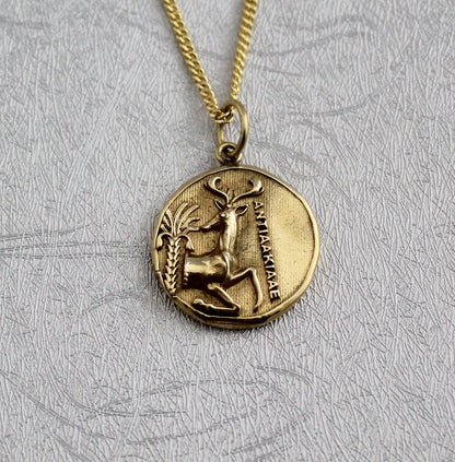 Stag Coin Necklace, Vintage Stag Coin Jewelry