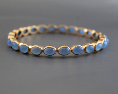 Blue Chalcedony Bangle, Birthstone Bangle