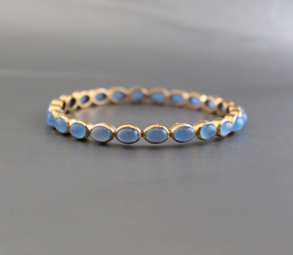 Blue Chalcedony Bangle, Birthstone Bangle