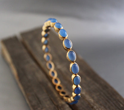 Blue Chalcedony Bangle, Birthstone Bangle