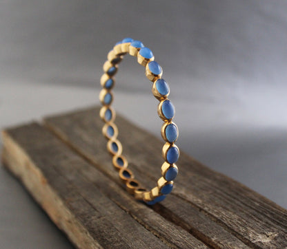 Blue Chalcedony Bangle, Birthstone Bangle