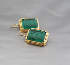 Green Art deco Intaglio Earrings