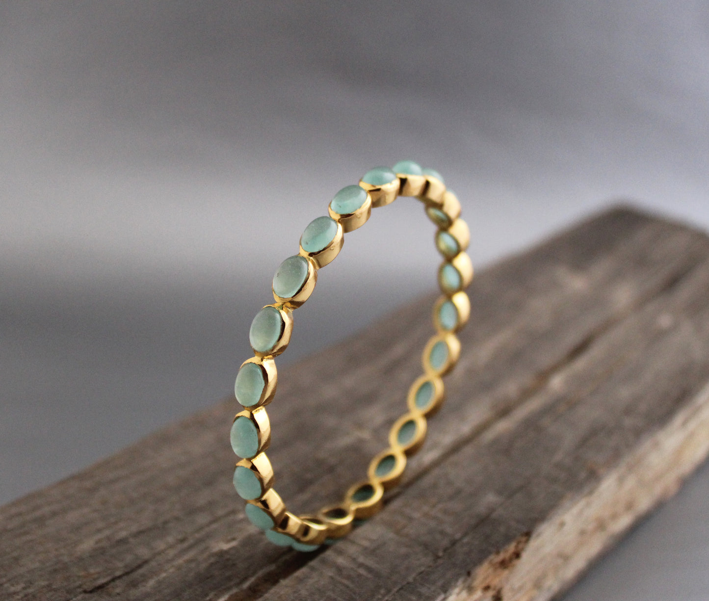 Chalcedony Bangle, Gold Bangle, Handmade Jewelry