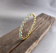Chalcedony Bangle, Gold Bangle, Handmade Jewelry