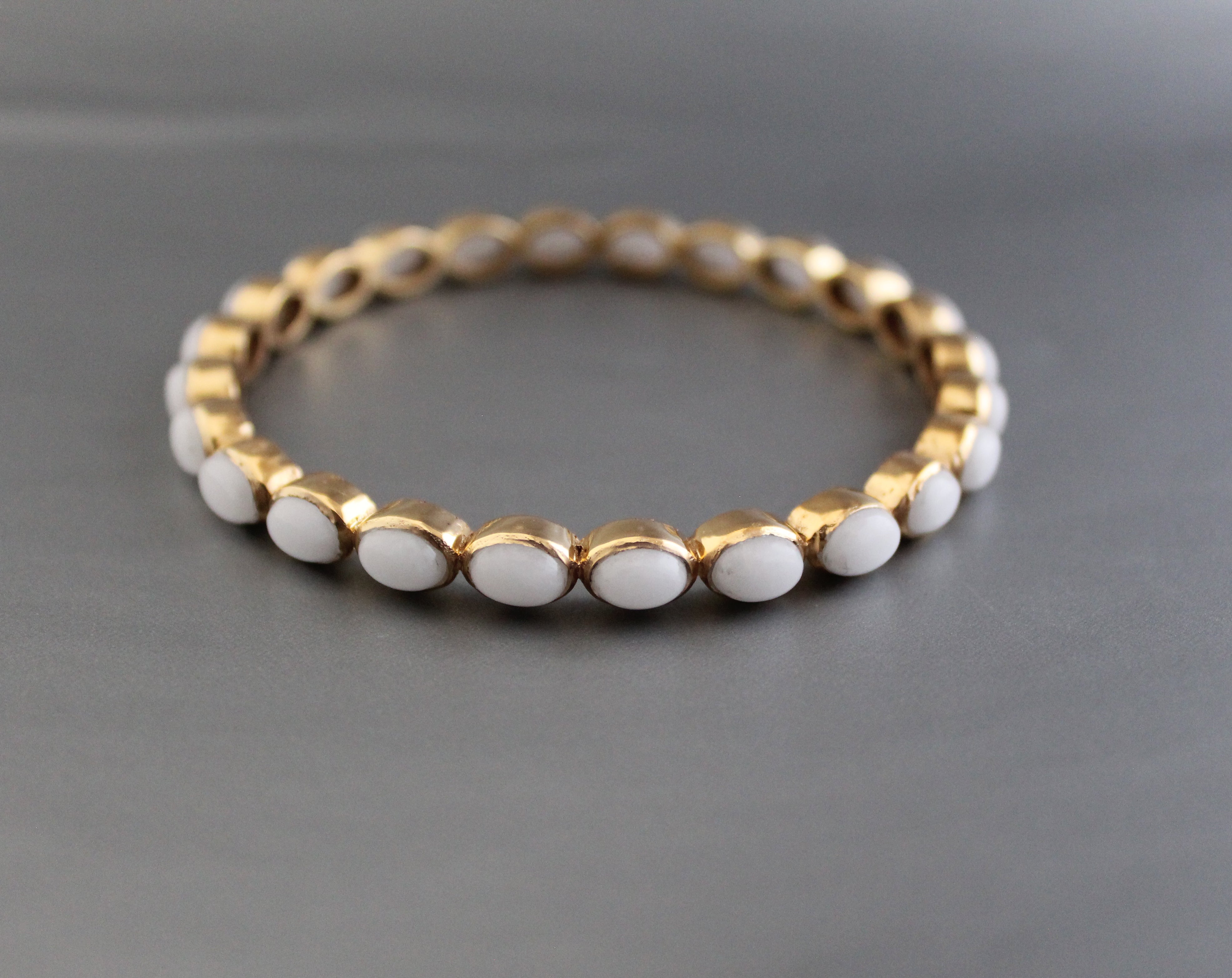 White Agate Bangle, Personalized Birthday Gifts