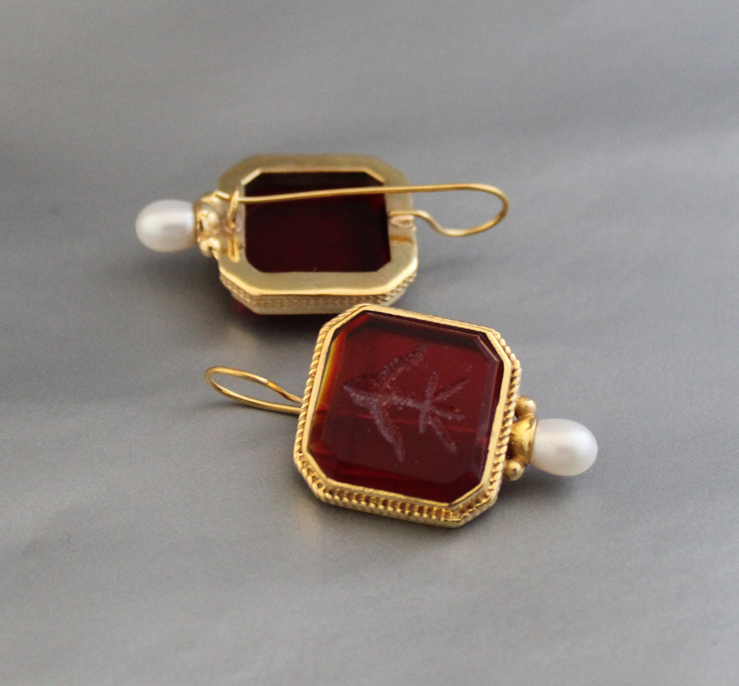 Red Crystal Intaglio Earrings (Copy)add image