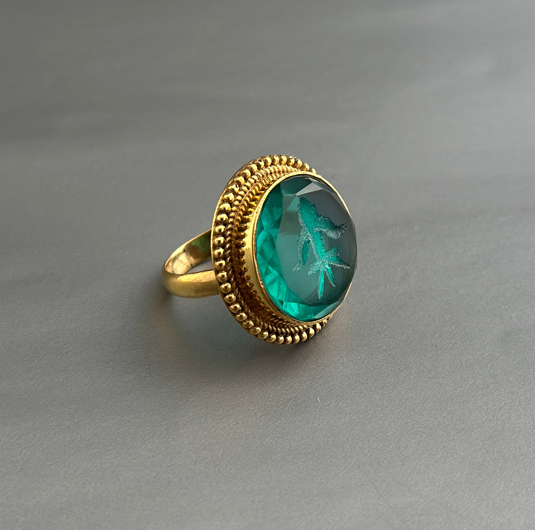 Green Intaglio Ring, Green Gemstone Ring