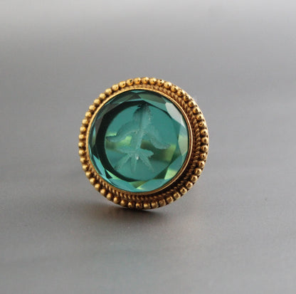 Green Intaglio Ring, Green Gemstone Ring