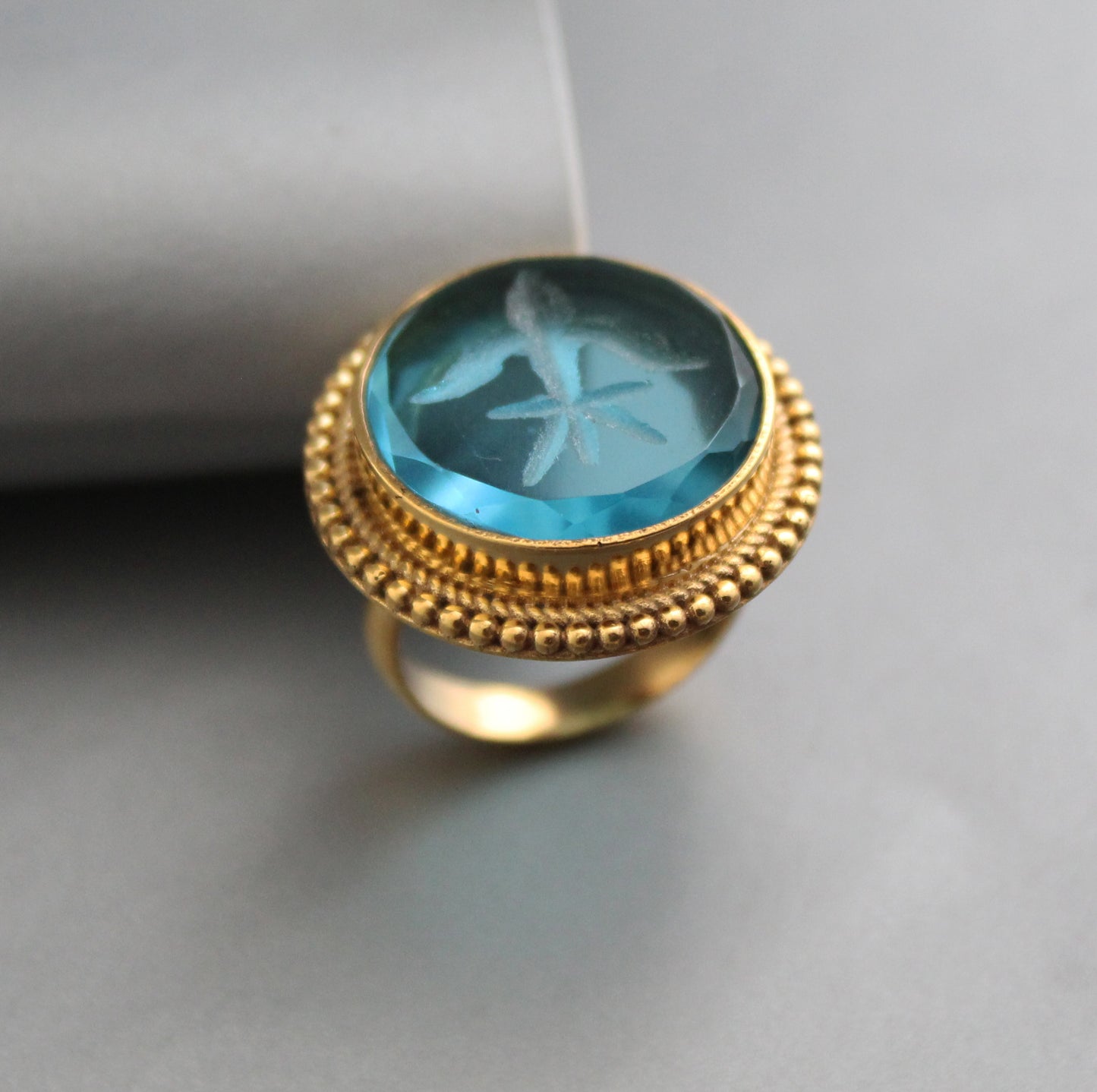 Blue Intaglio Ring, Blue Gemstone Ring