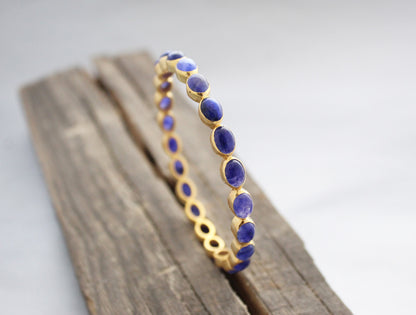 Blue Sapphire Bangle, Birthstone Jewelry