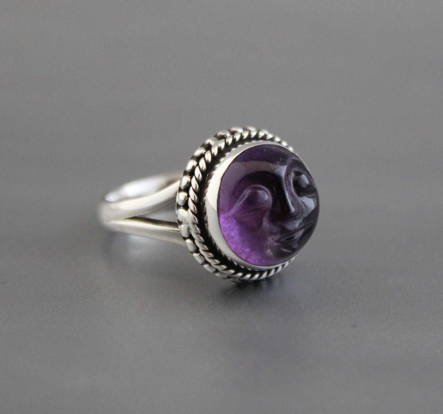 Amethyst Moon Ring