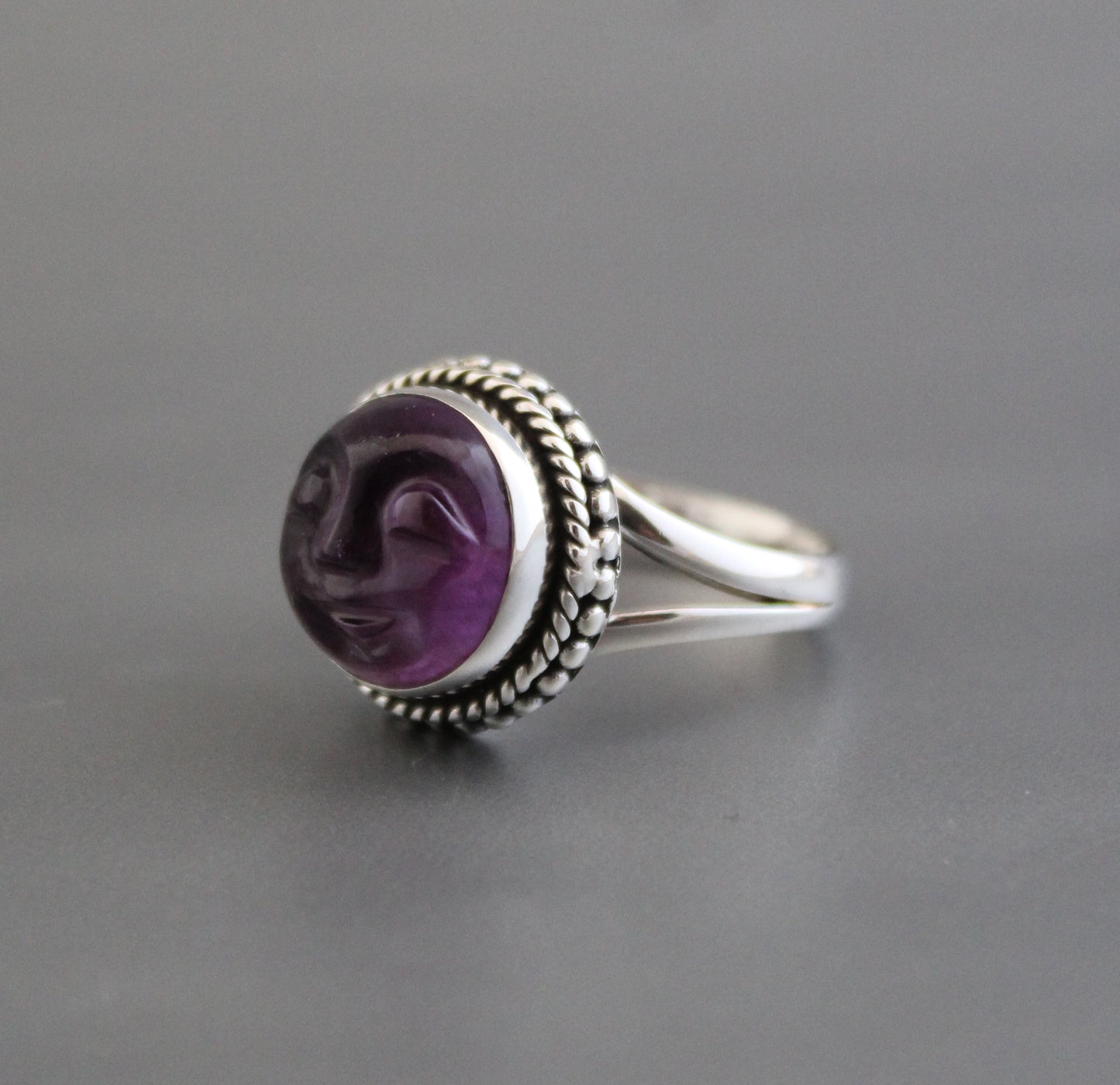 Amethyst Moon Ring